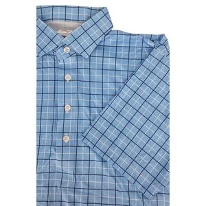 NWOT Collars and Co Blue Plaid Dress Collar Polo Shirt Size Medium